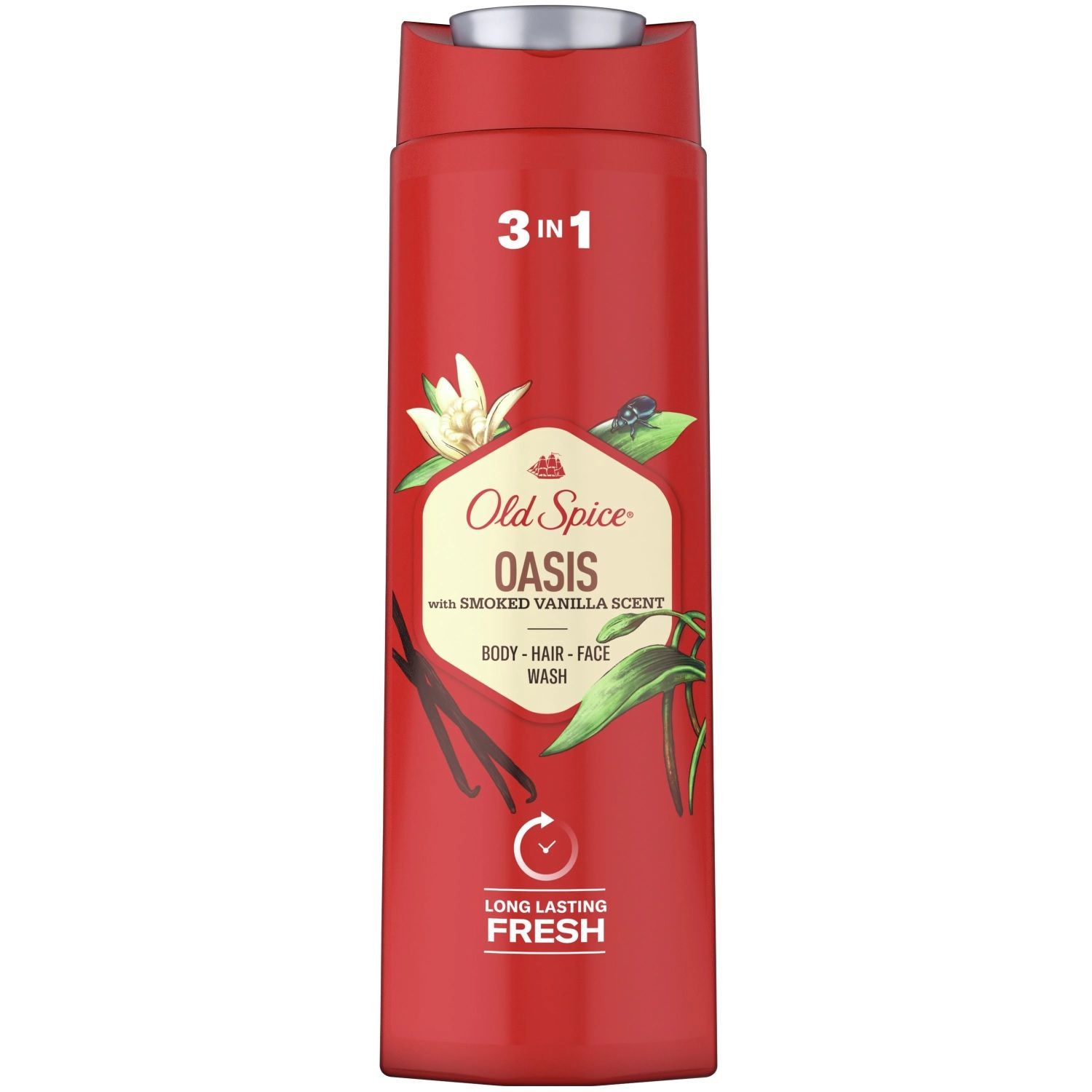 Old Spice Oasis 3in1 Мъжки душ гел шампоан за тяло, коса и лице с аромат на ванилия х400 мл