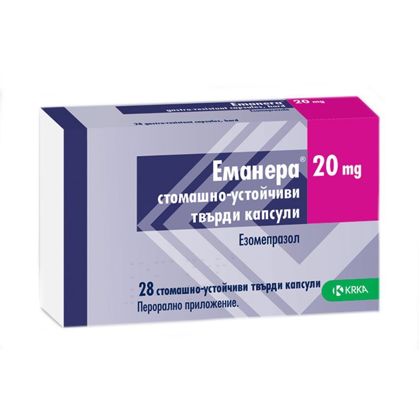 Еманера 20 mg х28 стомашно-устойчиви твърди капсули KRKA, Беста Мед