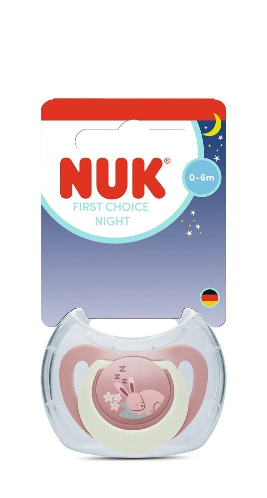 Nuk First Choice Night Силиконова залъгалка за деца от 0 до 6 месеца х1 брой, Заек