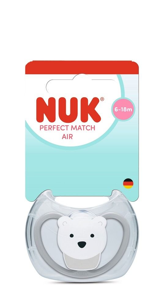 Nuk Perfect Match Air Силиконова залъгалка за деца от 6 до 18 месеца х1 брой, полярна мечка