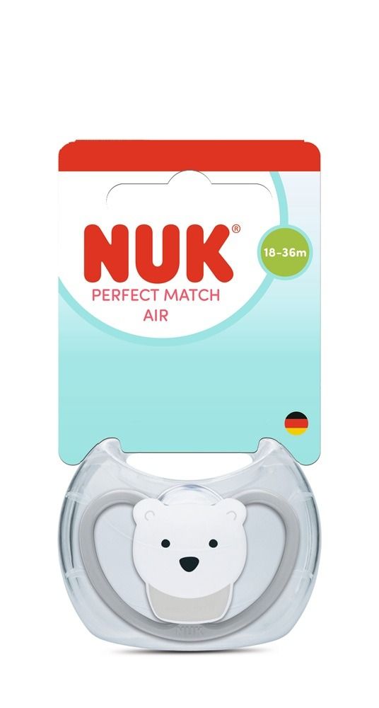 Nuk Perfect Match Air Силиконова залъгалка за деца от 18 до 36 месеца х1 брой, Мече