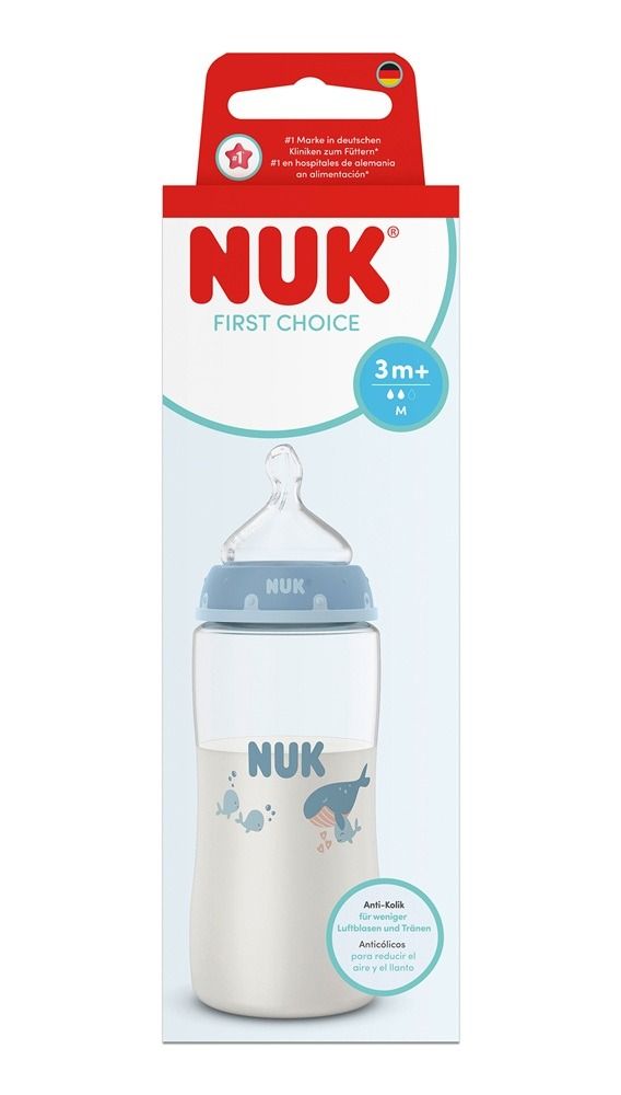 Nuk First Choice Шише за хранене за деца над 3 месеца х300 мл, Кит