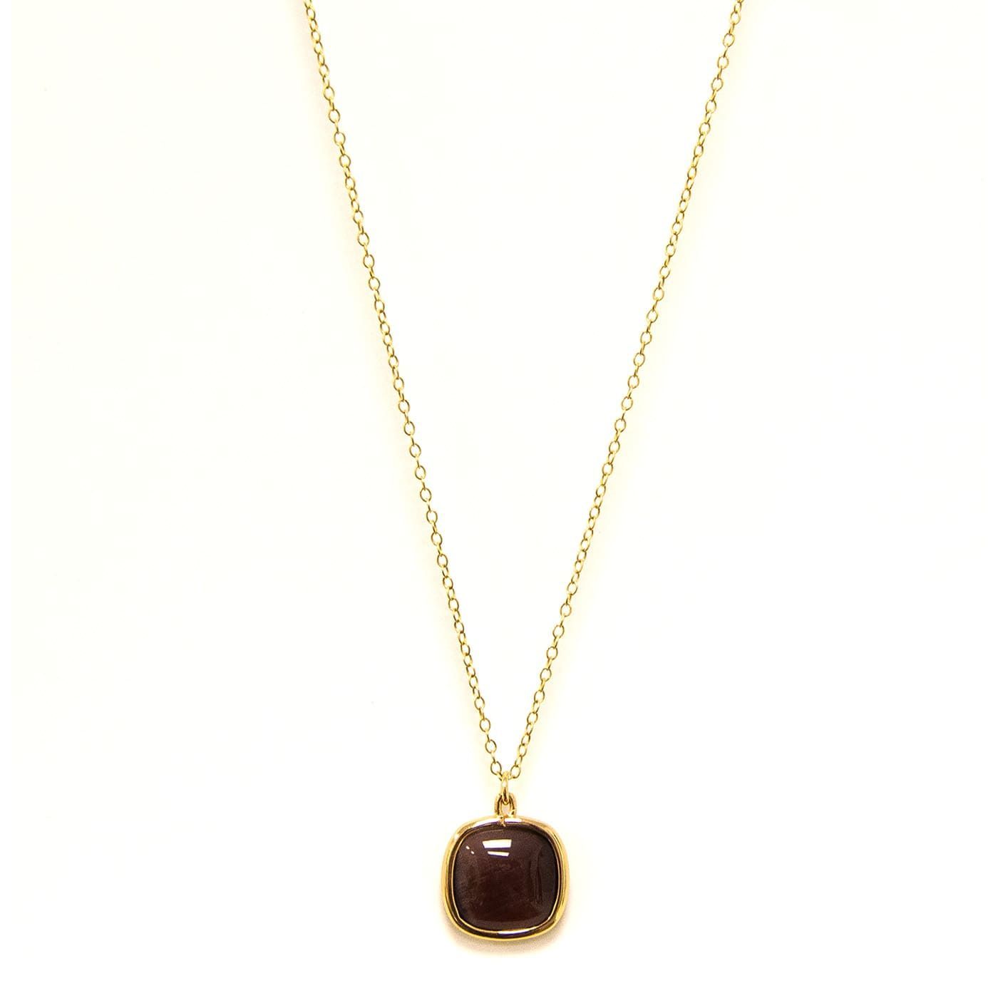 Farma Bijoux Хипоалергенно колие с кафява кварцова мъниста