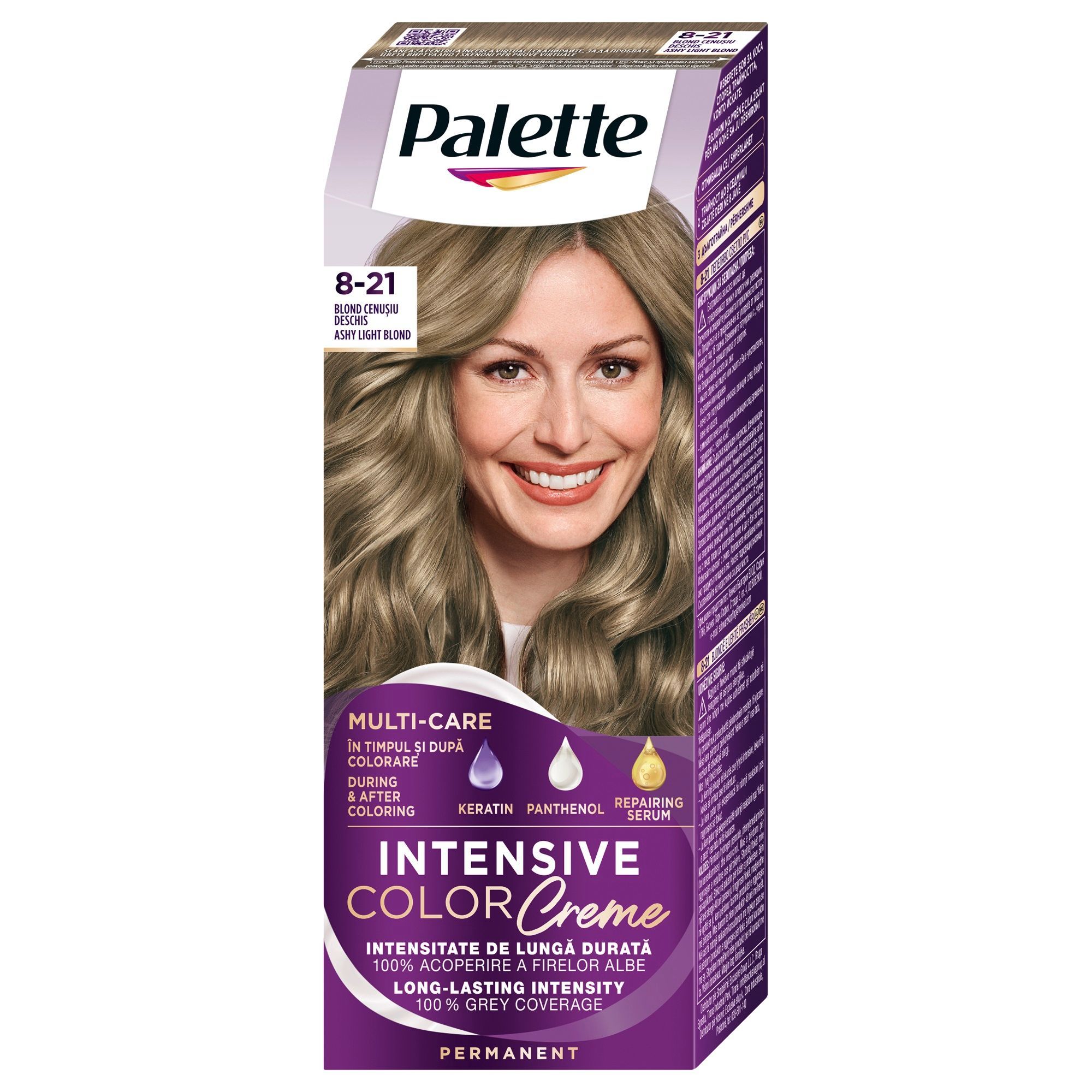 Palette Intensive Color Creme Дълготрайна крем боя за коса, 8-21 Ashy Light Blond