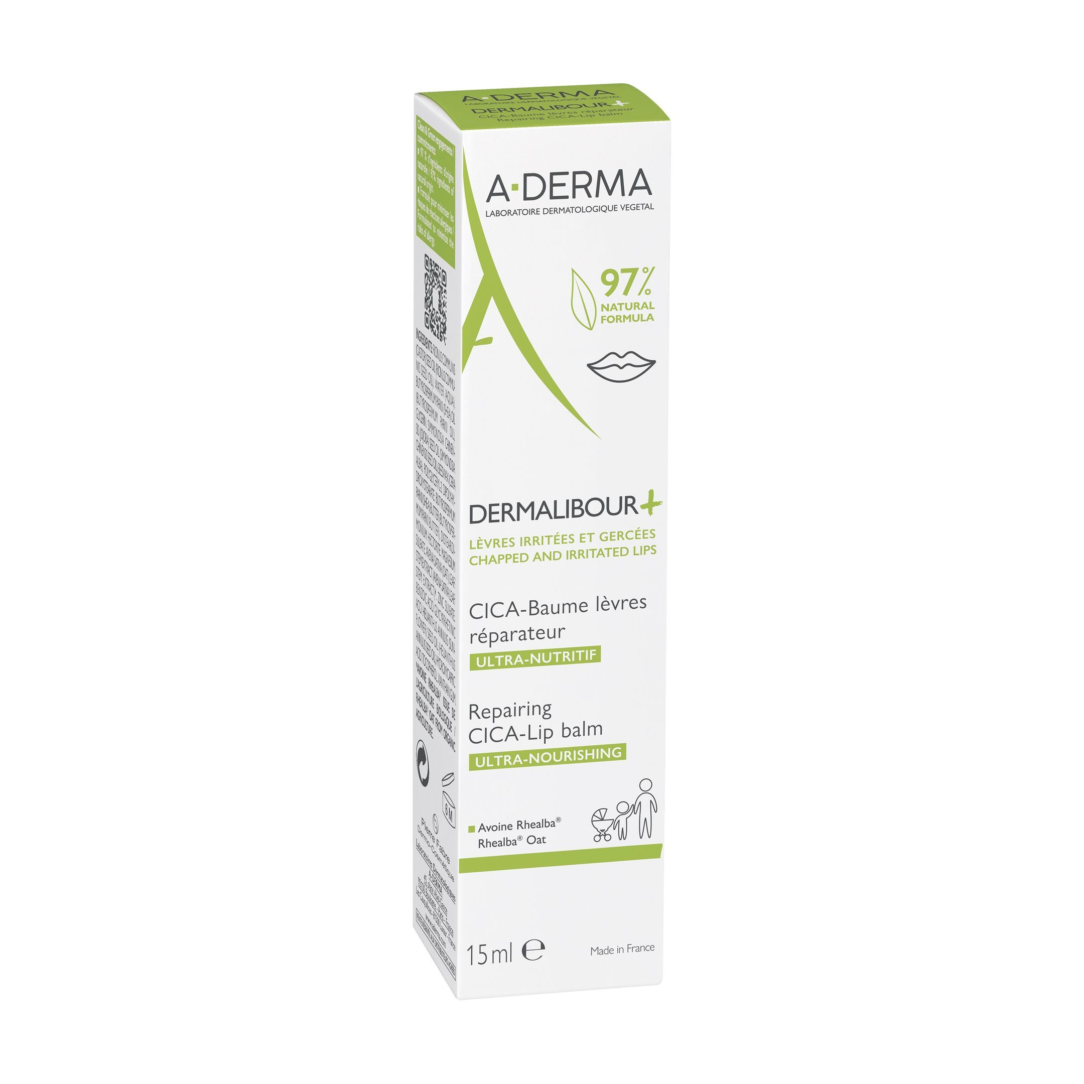 A-Derma Dermalibour + Cica Възстановяващ балсам за устни x15 мл