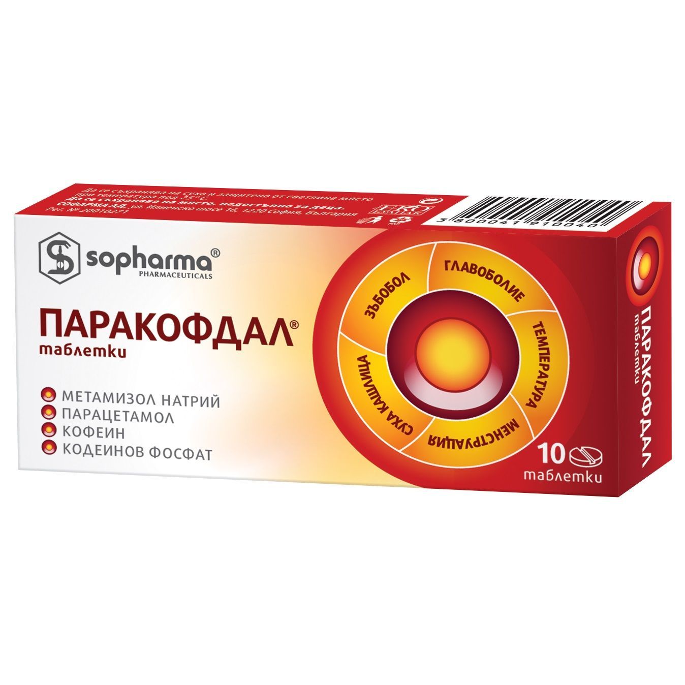 Паракофдал при болка и главоболие х10 таблеки Sopharma