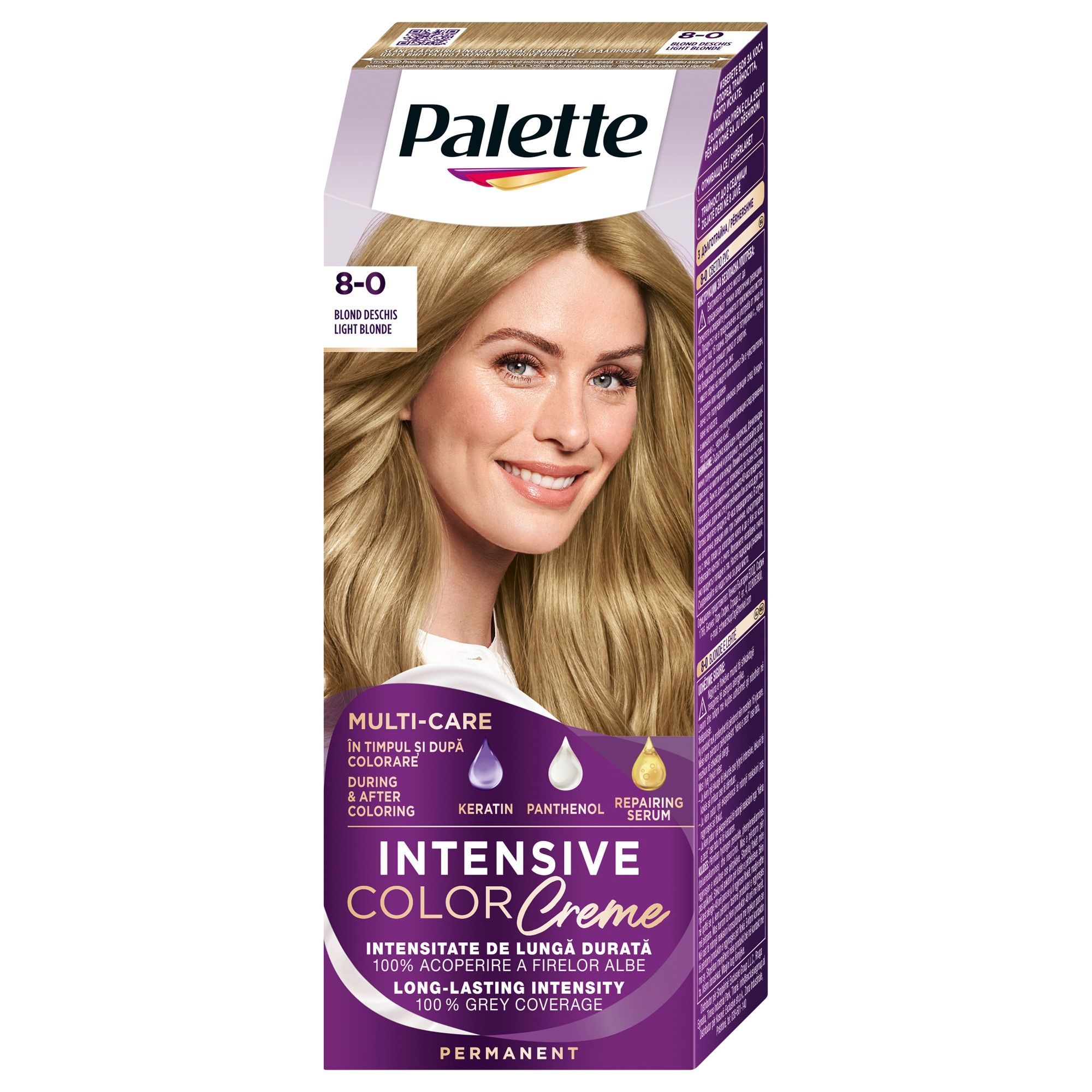 Palette Intensive Color Creme Дълготрайна крем боя за коса, 8-0 Light Blond