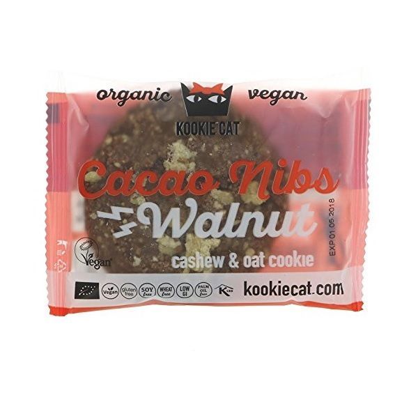 Kookie Cat Cacao Nibs Walnut Био веган курабийка с какаови зърна и орехи x50 грама