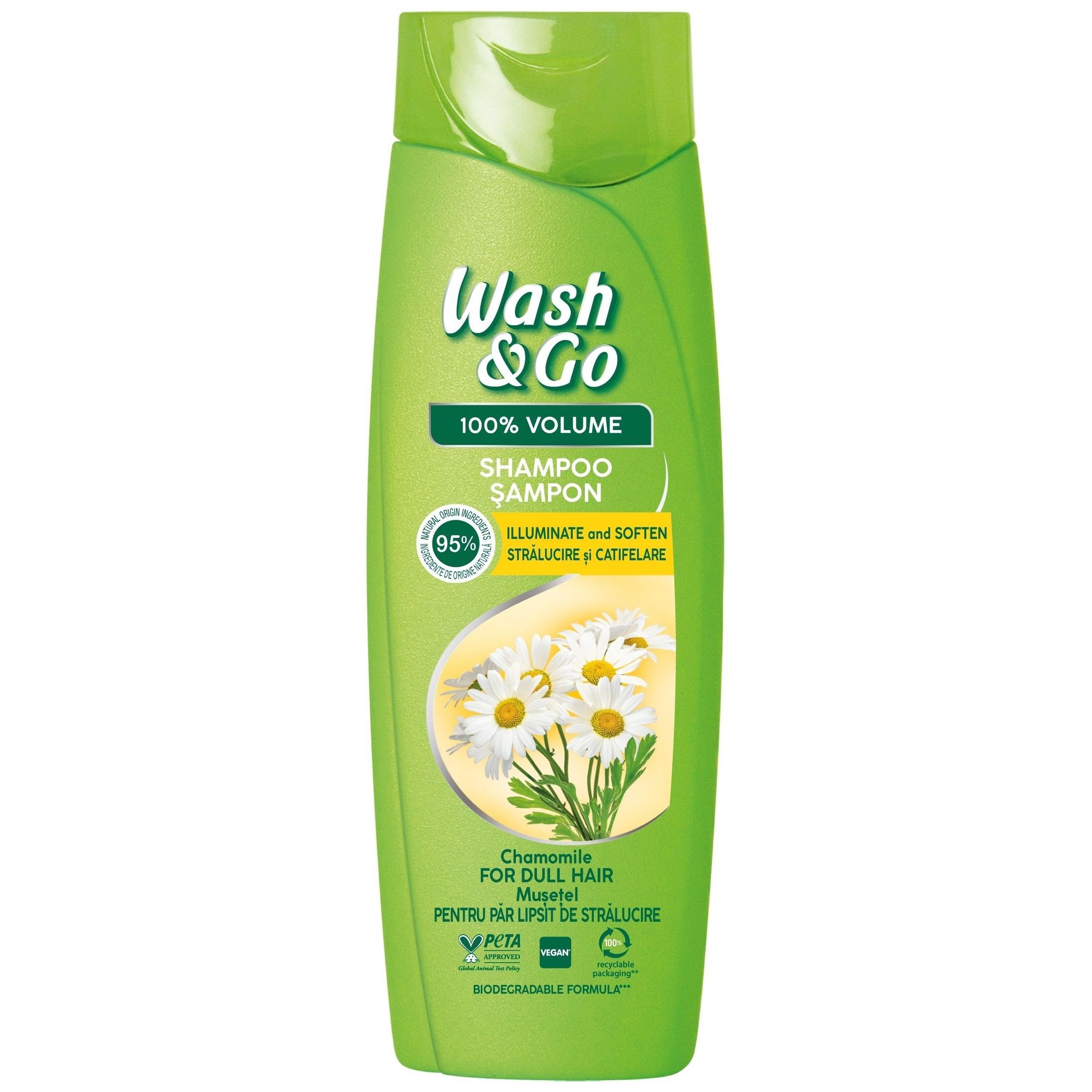 Wash & Go Шампоан за блясък и обем с екстракт от лайка х360 мл
