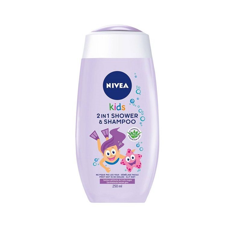 Nivea Kids Шампоан за коса и тяло с аромат на боровинка x250 мл