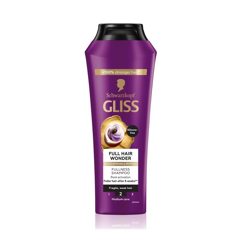 Gliss Full Hair Wonder Шампоан за тънка коса с кофеин и пептиди х400 мл