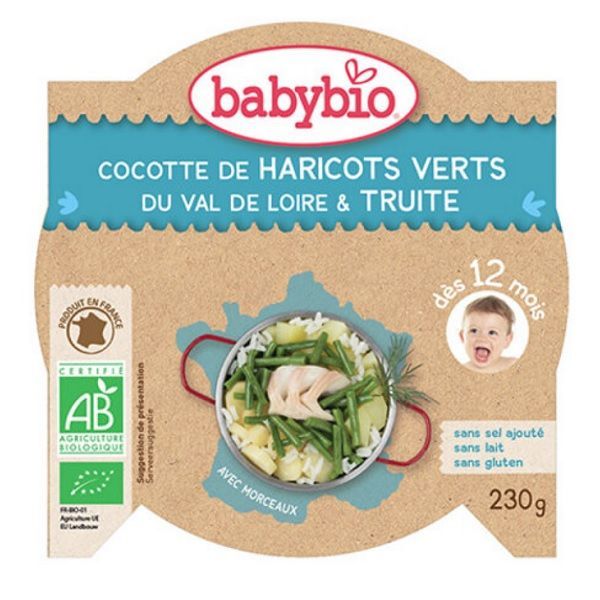 Babybio Био меню с пъстърва и зелен фасул за деца над 12 месеца x230 грама