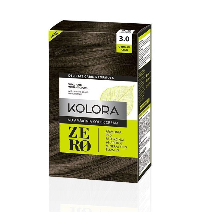 Kolora Zero Безамонячна полутрайна крем-боя за коса 3.0 Натурален шоколад