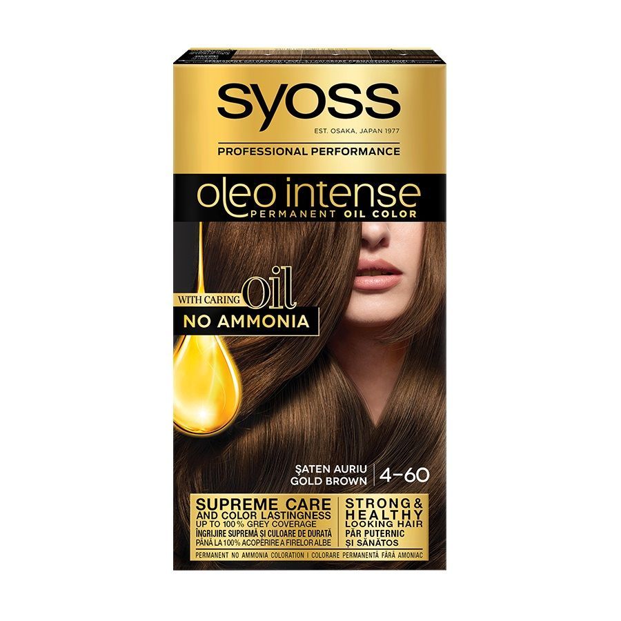Syoss Oleo Intense Трайна Крем Боя за Коса без Амоняк 4-60 Златисто Кафяв