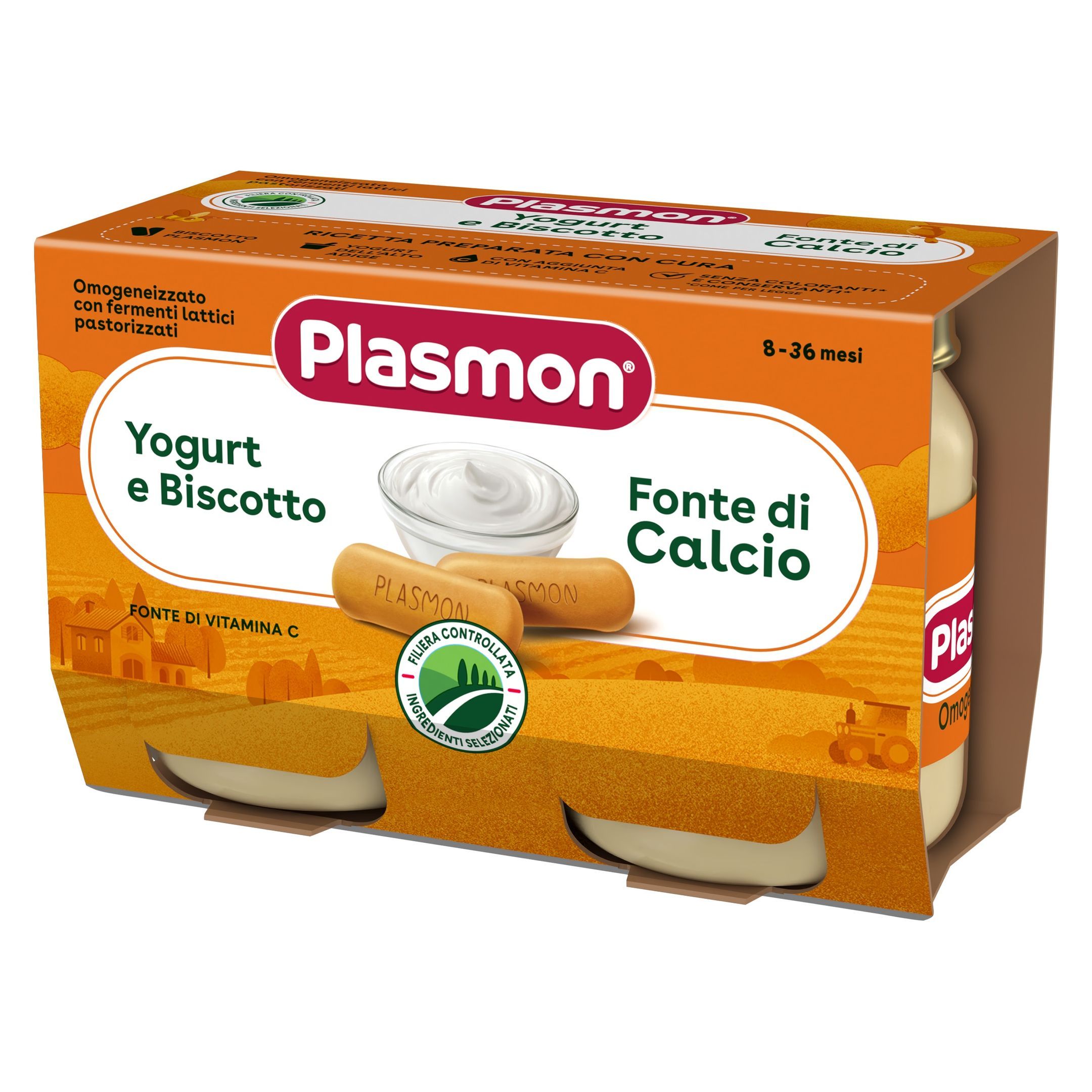 Plasmon Пюре йогурт с бисквити за деца от 6-тия месец 2х120 грама