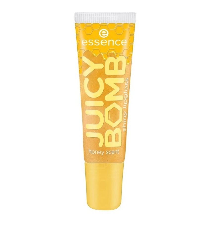 Essence Juicy Bomb Блестящ гланц за устни със златист оттенък и аромат на мед и ванилия х10 мл