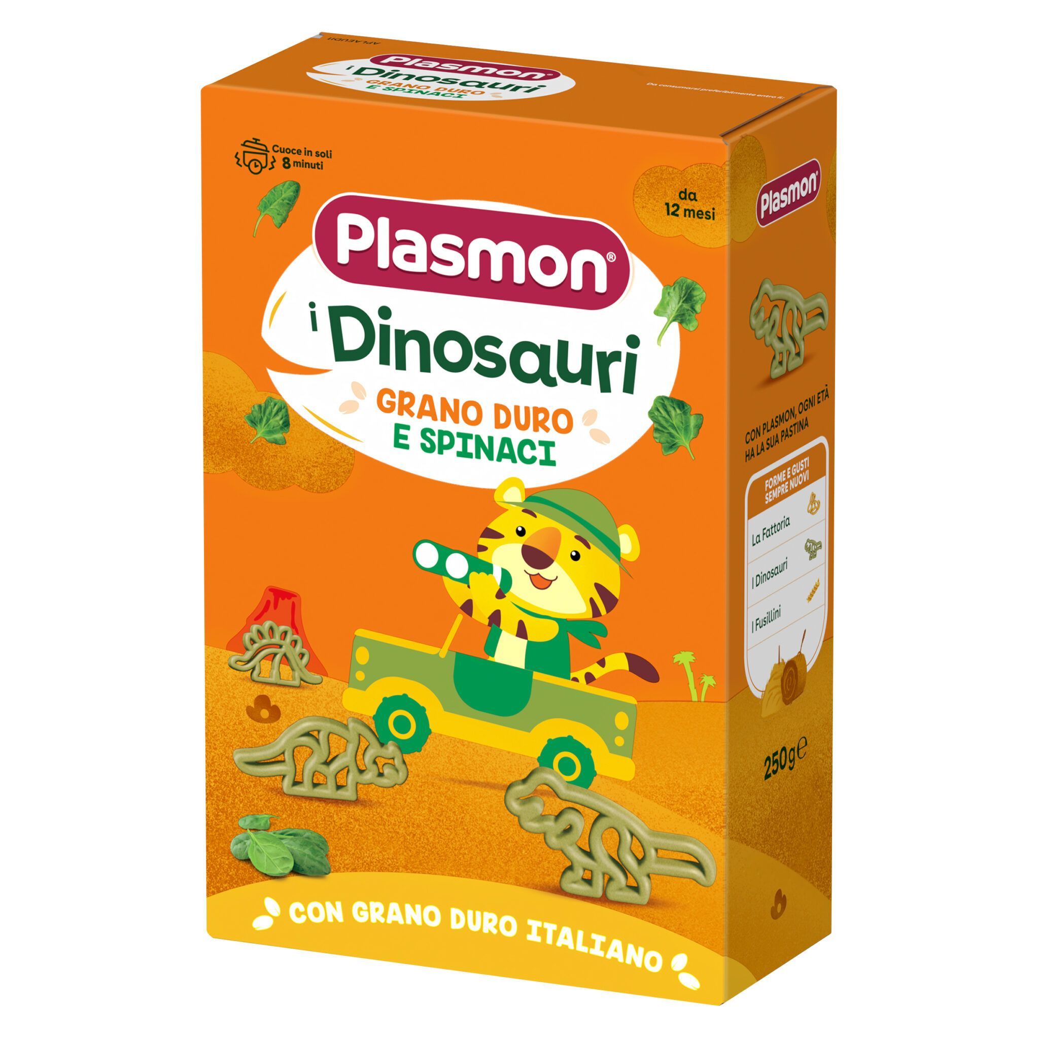 Plasmon Бебешка паста със спанак Динозаври 12+ месеца x250 грама