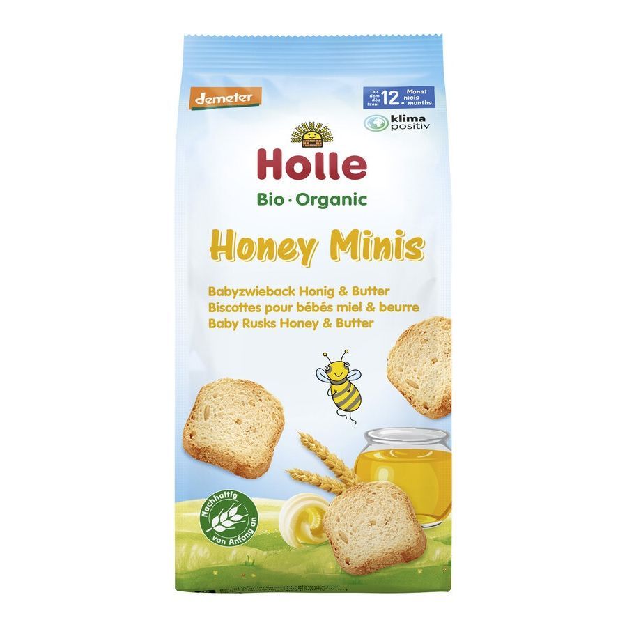 Holle Био бебешки мини сухари с мед x100 грама