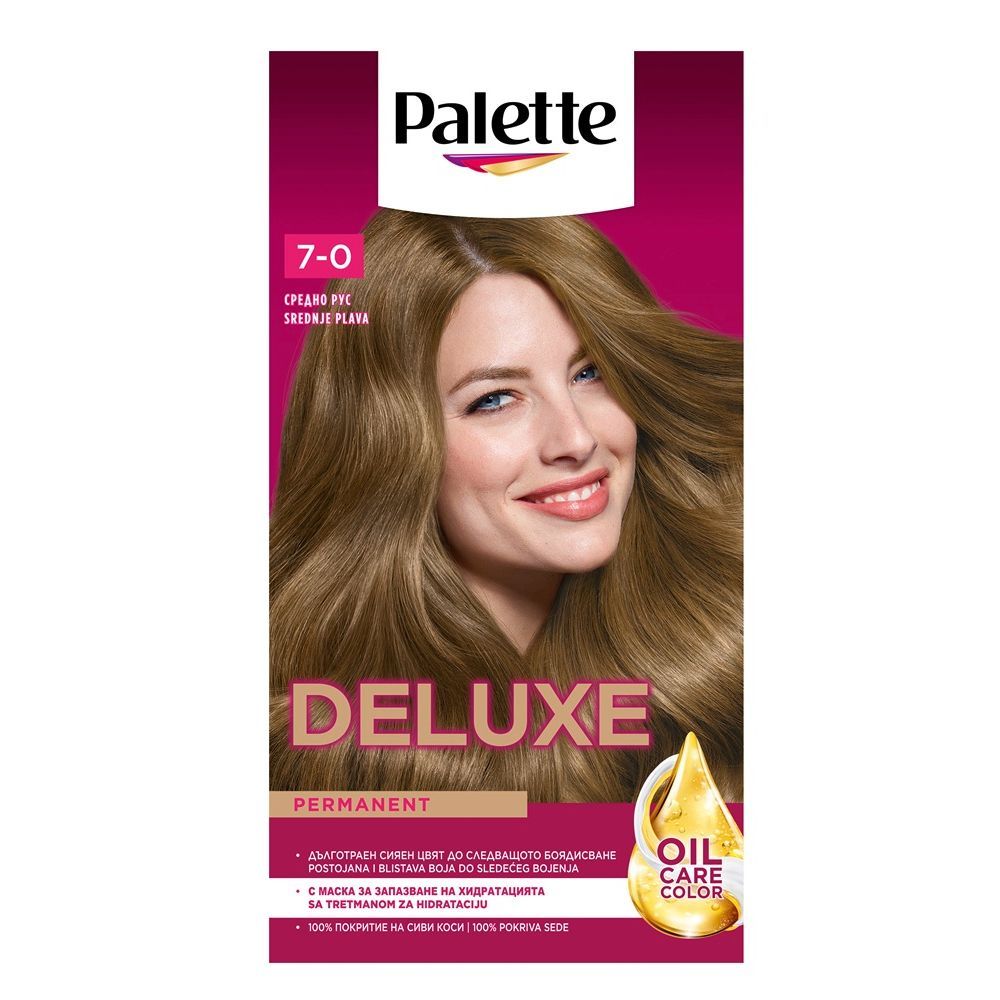 Palette Deluxe Подхранваща трайна крем боя за коса, 7-0 Medium Blond