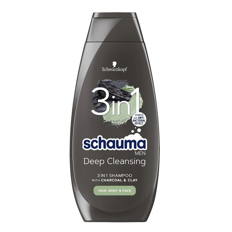 Schauma Men 3in1 Дълбоко почистващ шампоан за мъже за коса, тяло и лице x400 мл