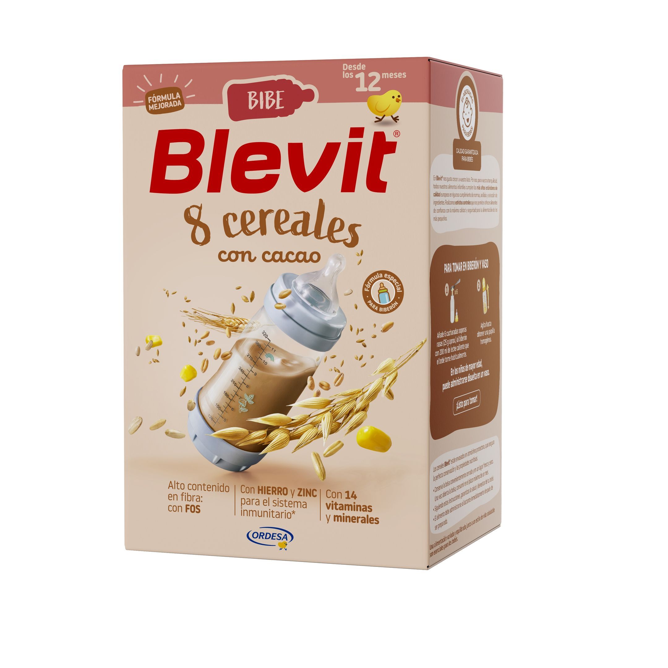 Blevit Bibe 8 Каша с 8 зърнени храни с какао за деца от 12 месеца x500 грама