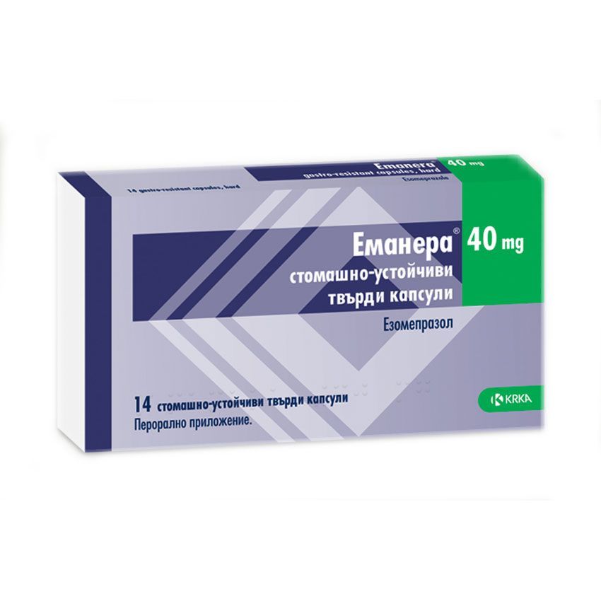 Еманера 40 mg х14 стомашно-устойчиви твърди капсули KRKA, Беста Мед
