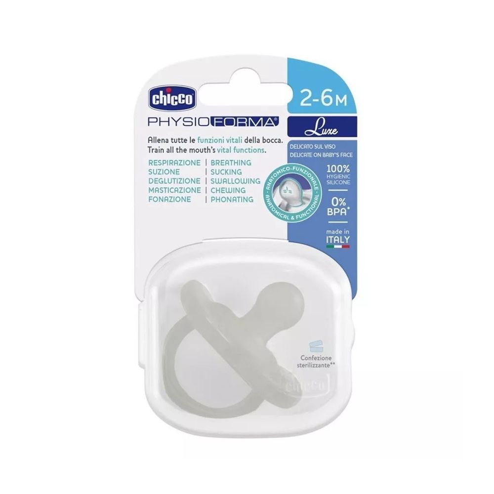 Chicco Soft Lux Силиконова залъгалка за деца от 2 до 6 месеца х1 брой, бяла
