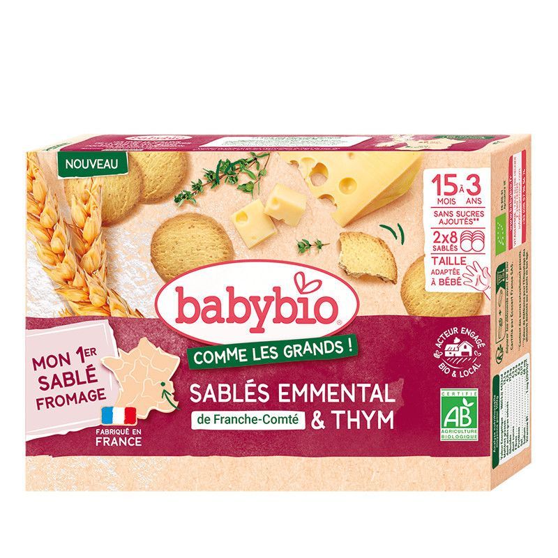 Babybio Био мини Бисквити със сирене Ементал и мащерка х72 г