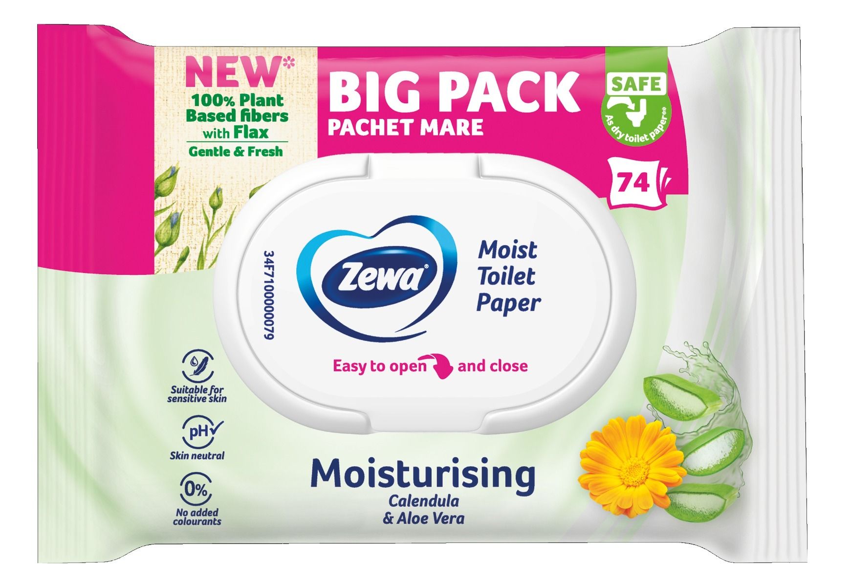 Zewa WC Moisturizing Влажна тоалетна хартия x74 броя