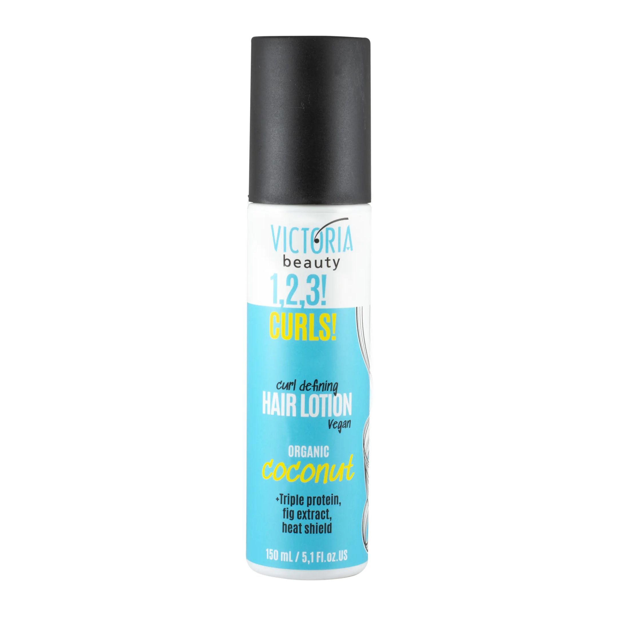 Victoria Beauty 1.2.3! CURLS!Термозащитен лосион за къдрава коса с кокос за дефиниране на къдрици x150 мл