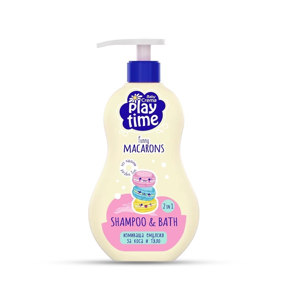 Baby Crema Play Time Измиваща емулсия за коса и тяло 2 в 1 Funny Maccarons x400 мл