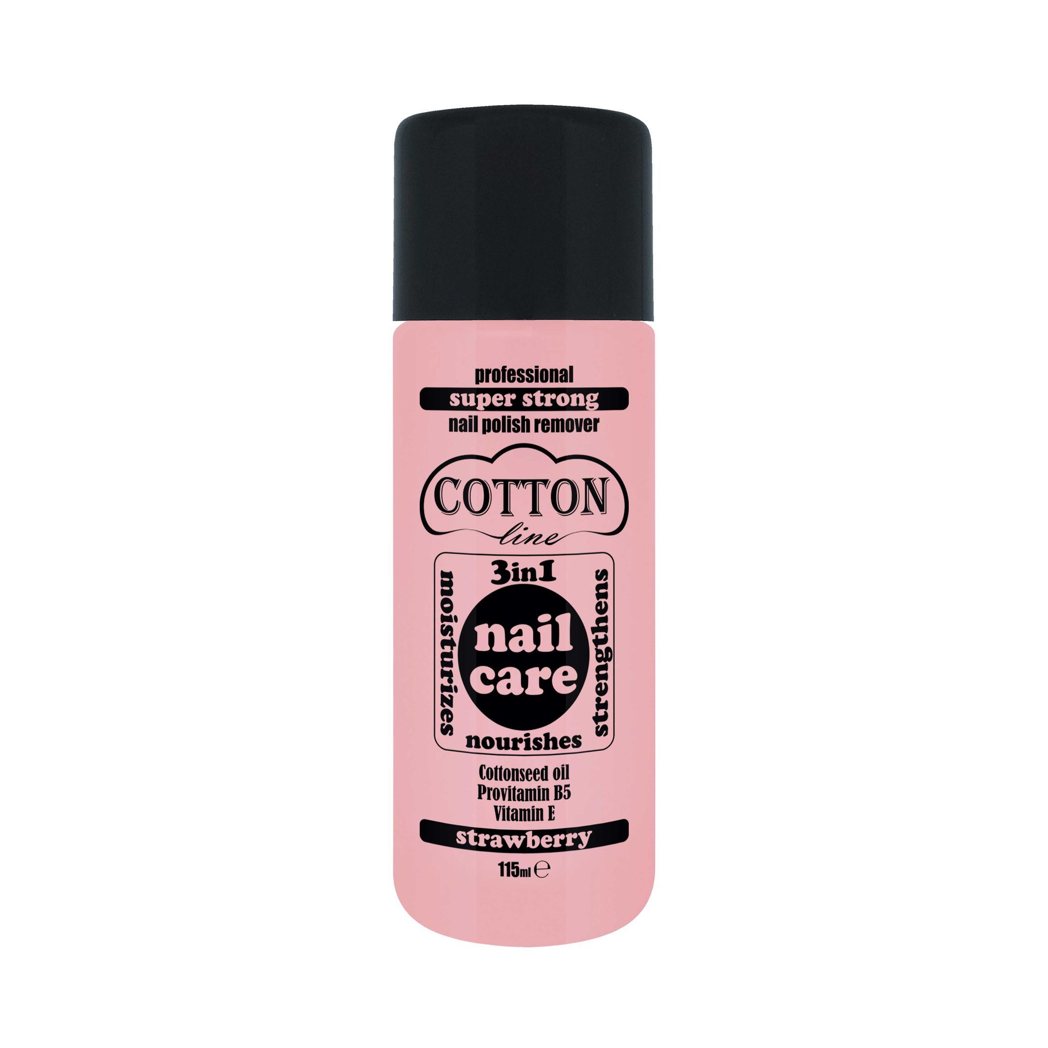 Cotton Line Nail Care 3в1 Професионален супер силен лакочистител Ягода х115 мл