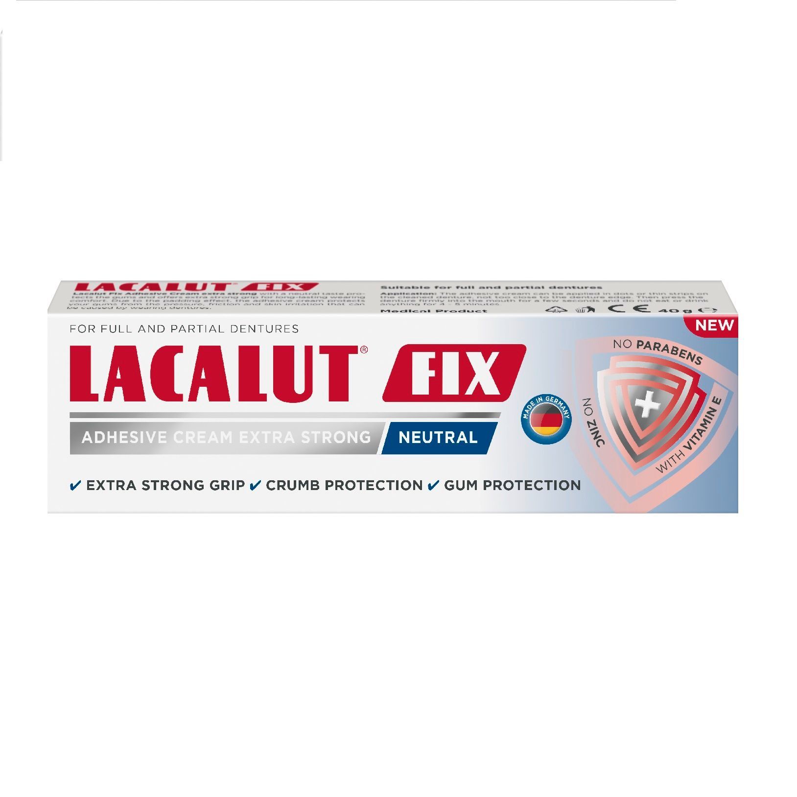 Lacalut Fix Neutral Фиксиращ крем за зъбни протези с неутрален вкус x40 грама