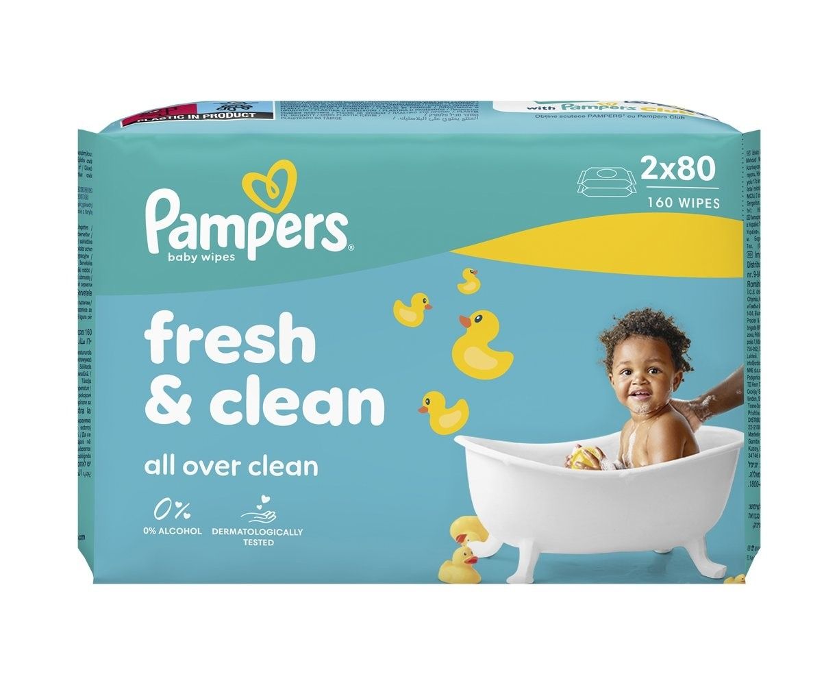 Pampers Fresh & Clean Бебешки мокри кърпички 2x80 броя
