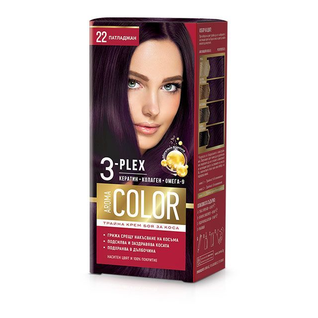 Aroma Color Дълготрайна крем-боя за коса, 22 Патладжан