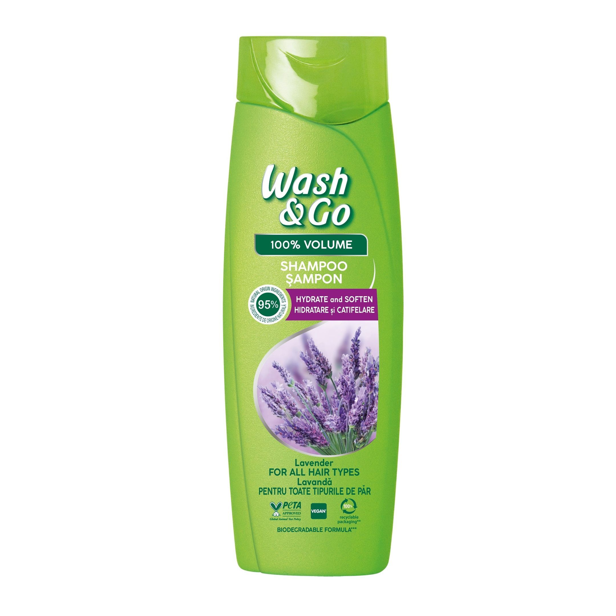 Wash & Go Шампоан с лавандула за обем за всеки тип коса х360 мл