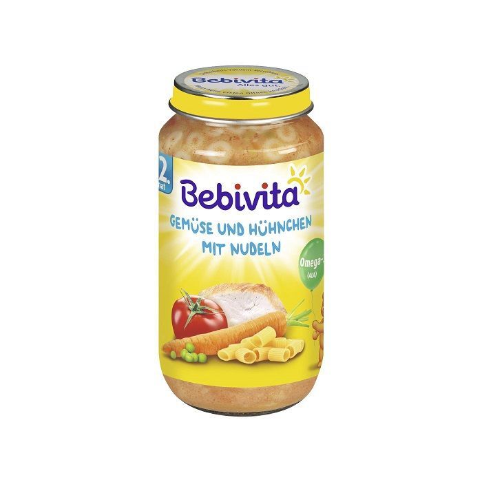 Bebivita Пюре зеленчуци, спагети и пилешко месо за деца над 12 месеца х250 грама