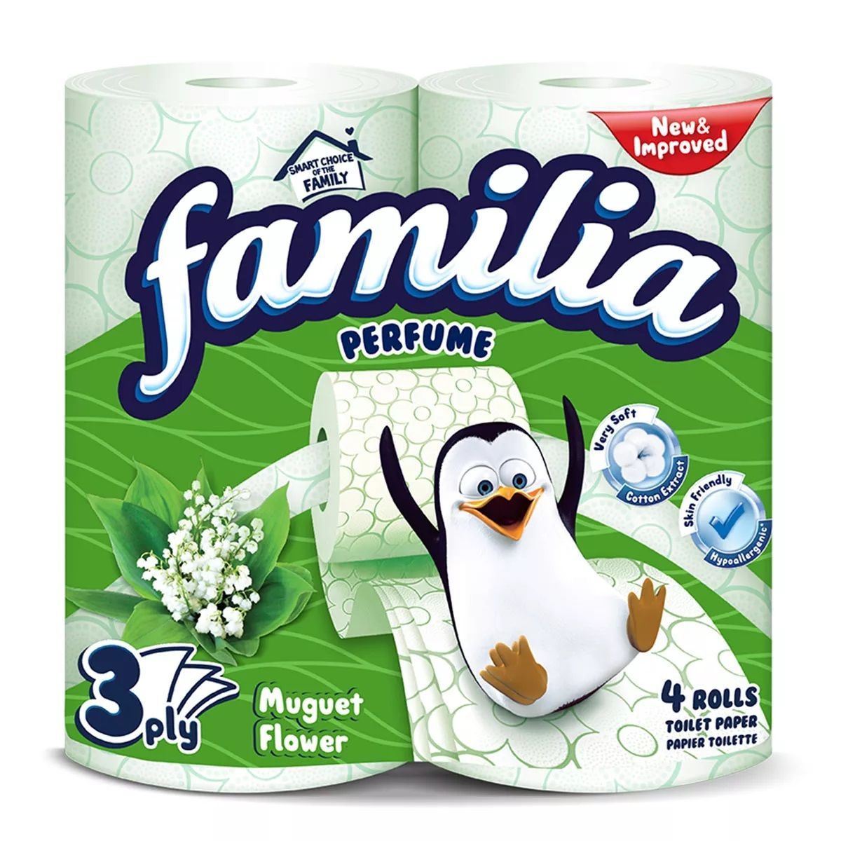 Familia Perfume Muguet Flower Трипластова тоалетна хартия с аромат на момина сълза x4 броя