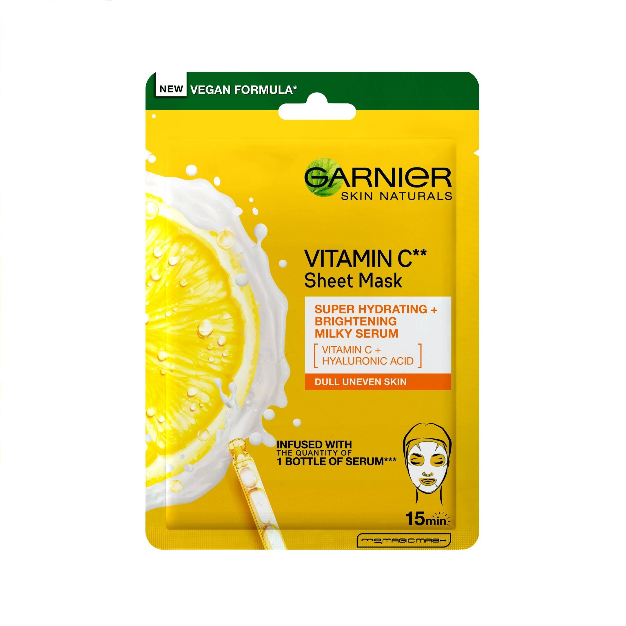 Garnier Skin Naturals Vitamin C Лист маска за лице с витамин С и хиалуронова киселина за всеки тип кожа x1 брой