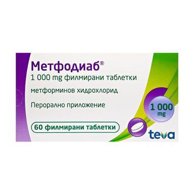Метфодиаб 1 000 mg х60 филмирани таблетки Actavis