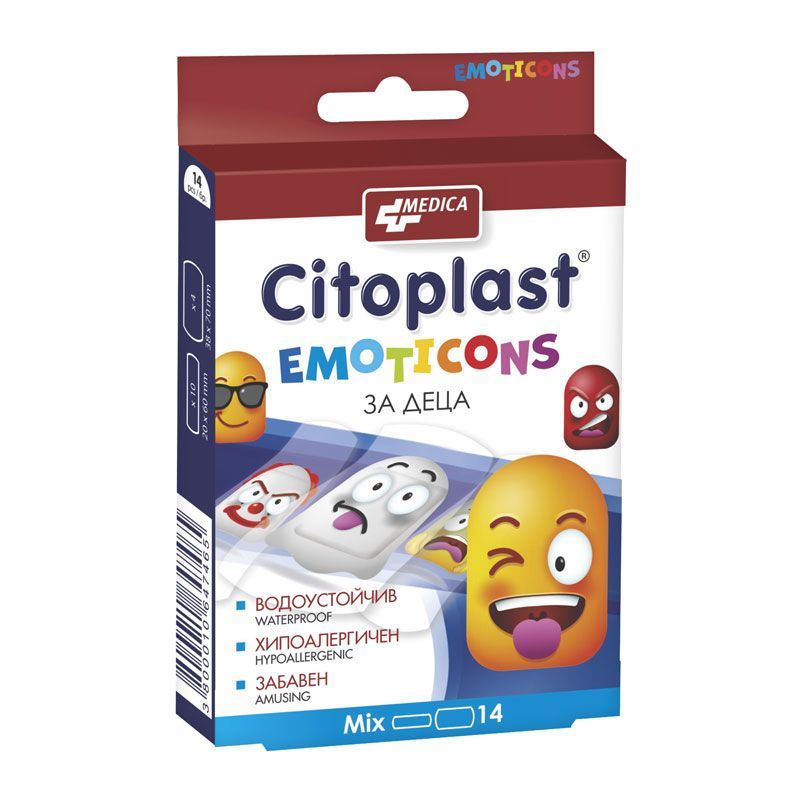 Medica Citoplast Emoticons Водоустойчиви пластири за деца в 2 размера х14 броя