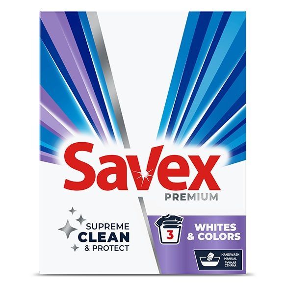 Savex Whites & Colors Прах за пране за бели и цветни дрехи x0.400 кг, 4 пранета