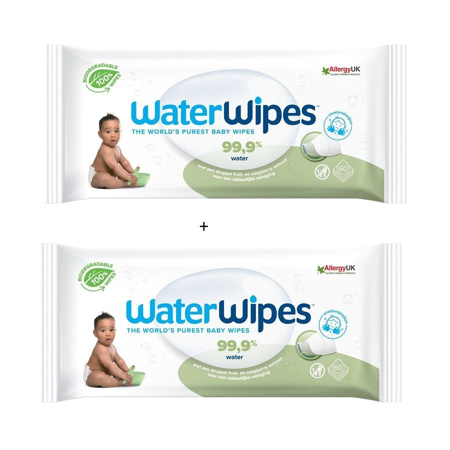 Water Wipes Soapberry Бебешки мокри кърпи с 99,9% вода и екстракт от сапунено орехче 2x60 броя