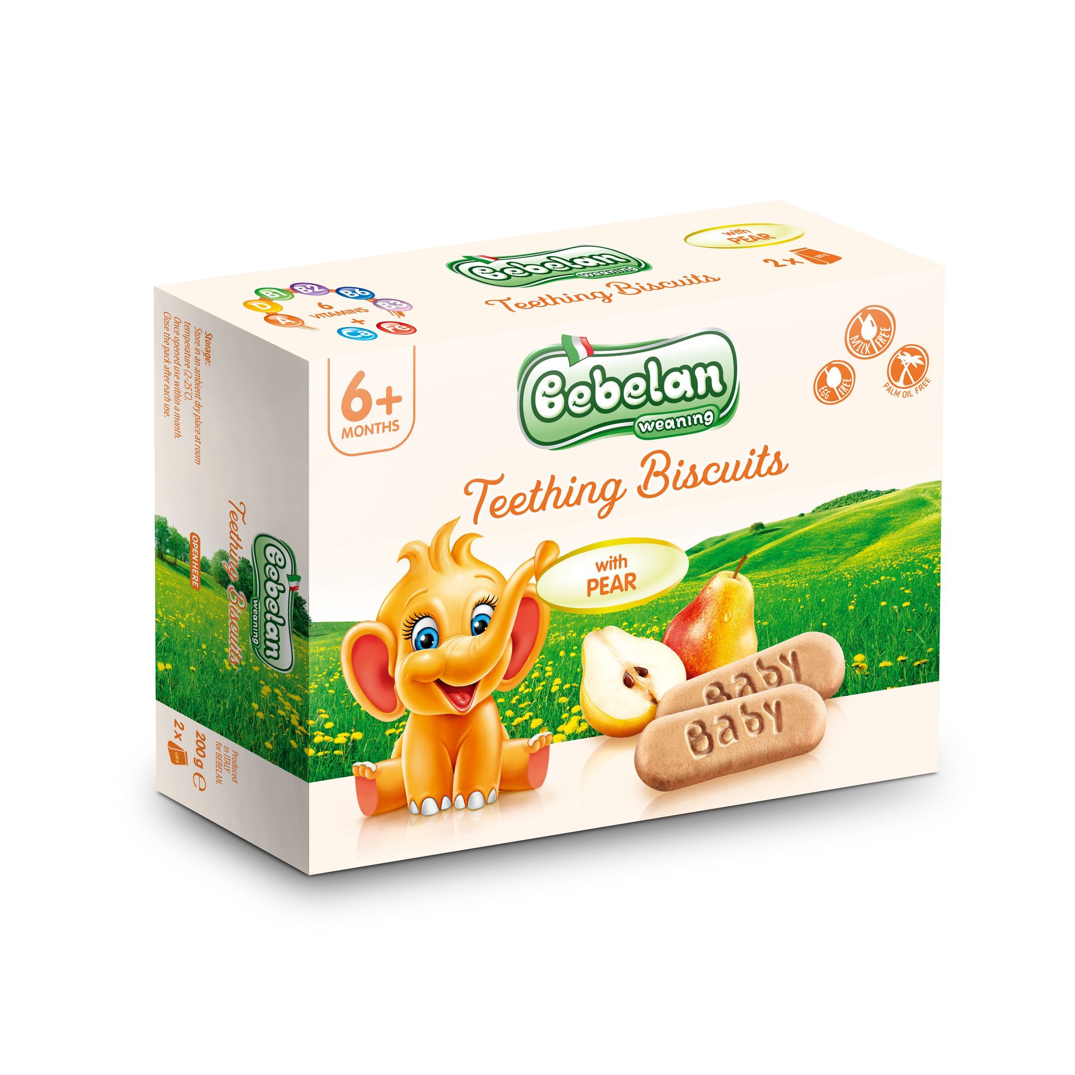 Bebelan Teething Biscuits Бебешки бисквити с вкус на круша за деца над 6 месеца х200 грама