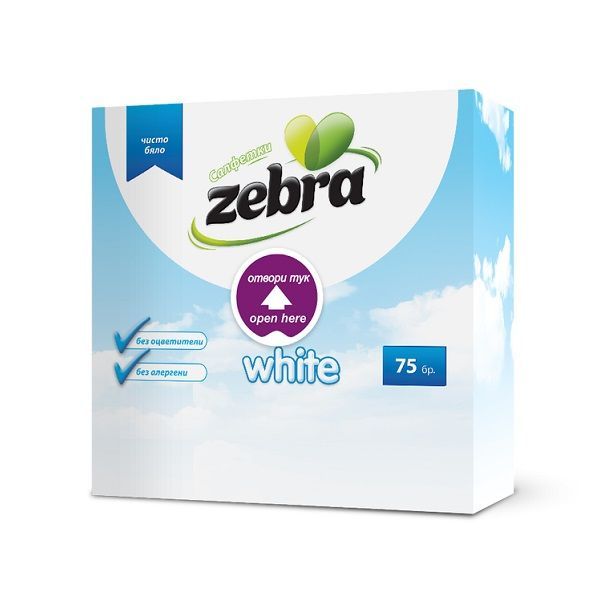 Zebra White Бели салфетки x75 броя