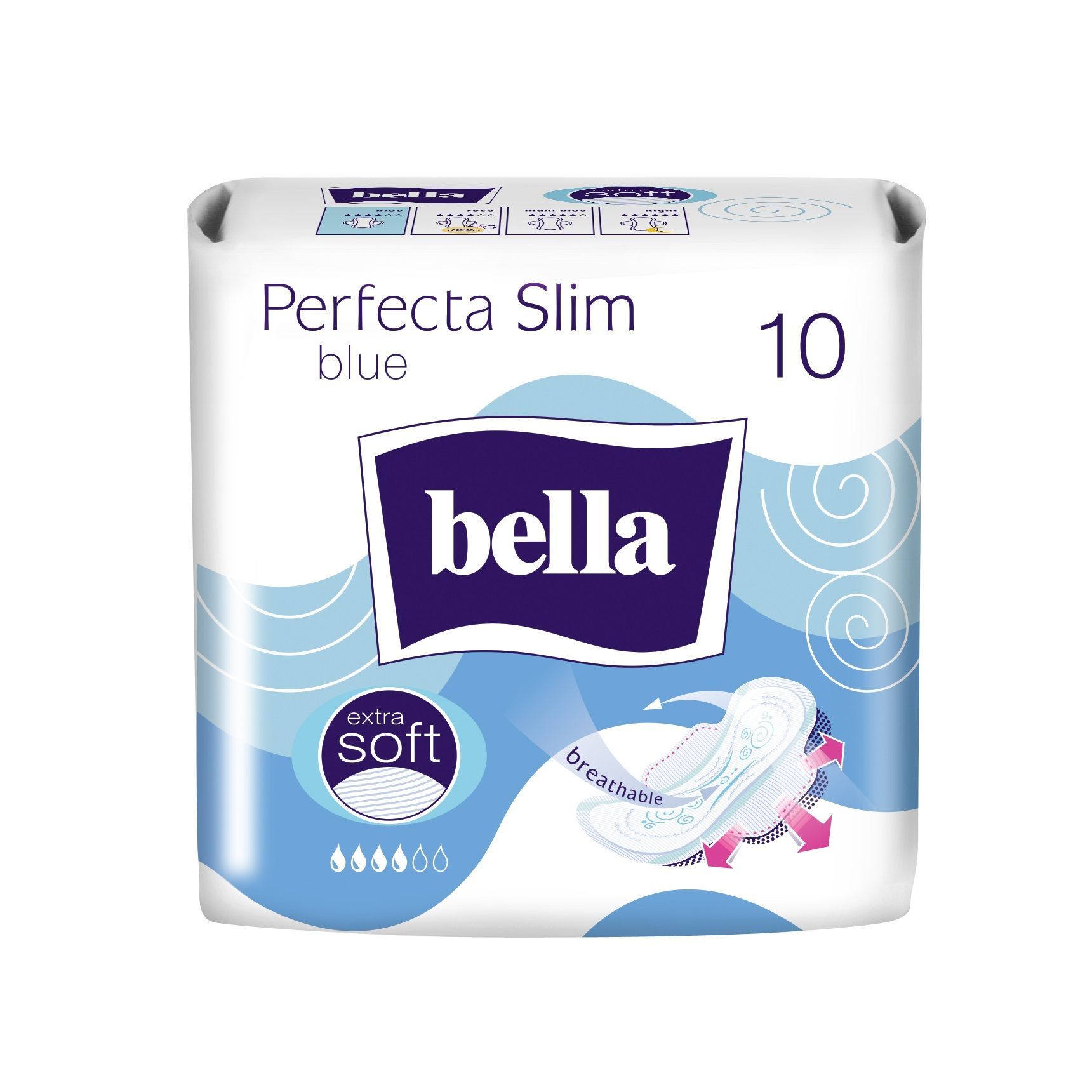 Bella Perfecta Slim Blue Ултра тънки дамски превръзки с крилца х10 броя