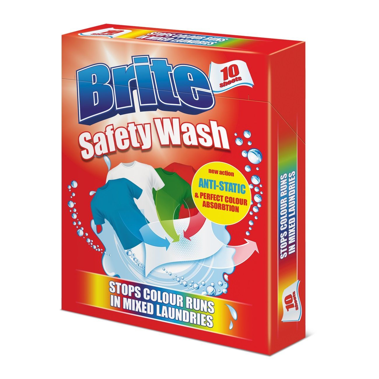 Brite Safety Wash Кърпички за сигурно пране с антистатична формула x10 броя