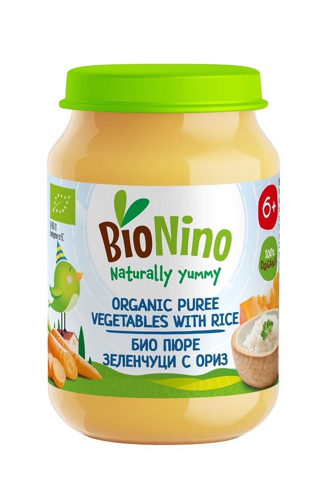 Bionino Био пюре заленчуци с ориз за деца над 6 месечна възраст х190 грама