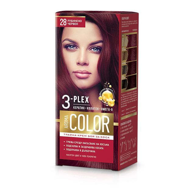 Aroma Color Дълготрайна крем-боя за коса, 28 Рубинено червен
