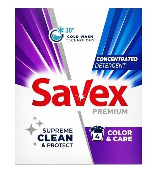 Savex Premium Color & Care Прах за пране за цветни дрехи x320 г, 4 пранета